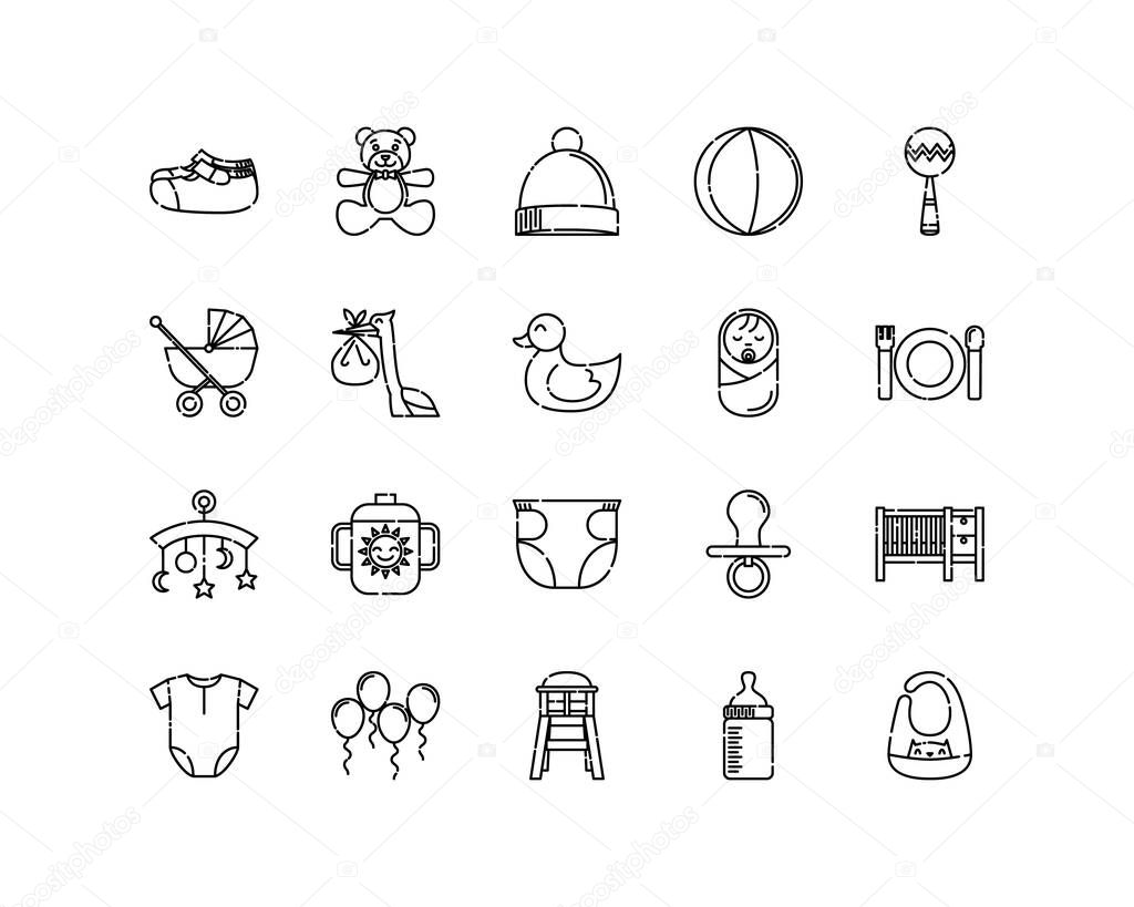 Baby Icon Collections with Outline style. Pixel perfect