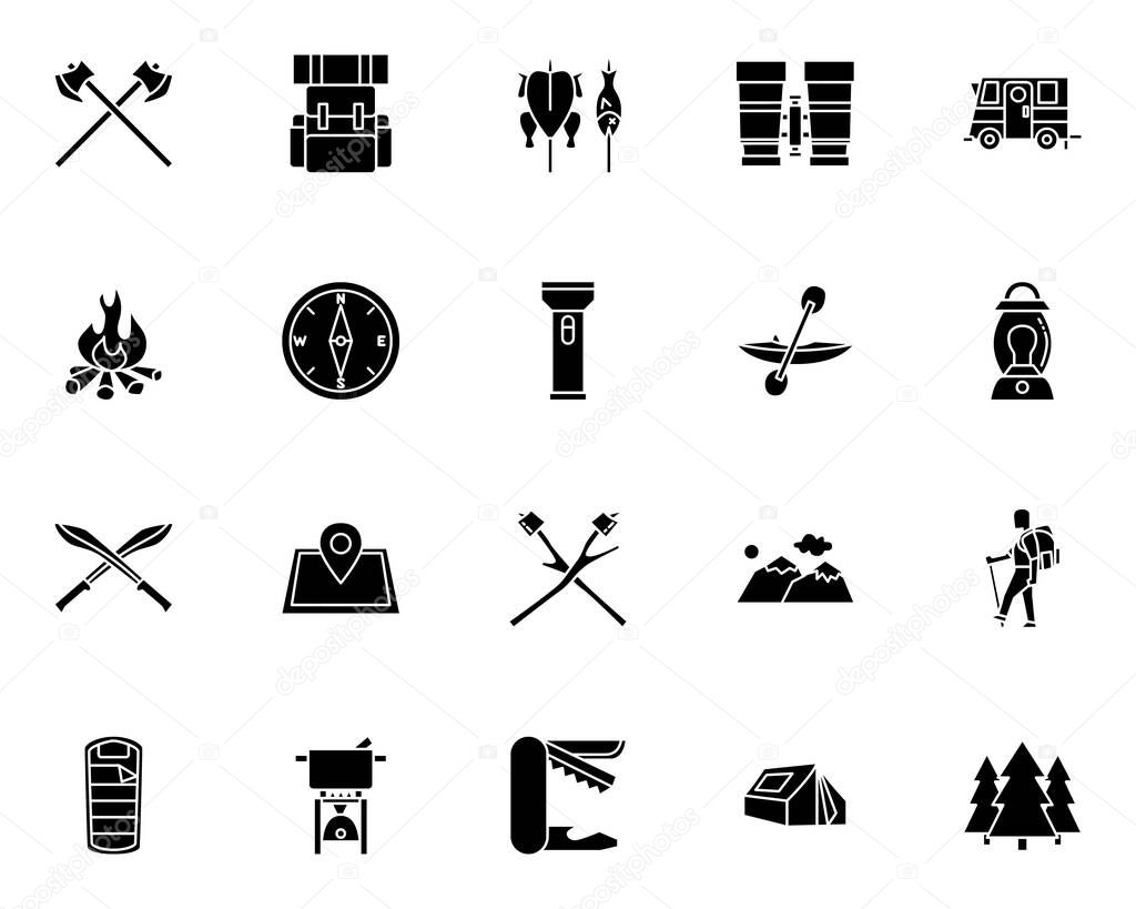 Camping Icon Collection Solid Style
