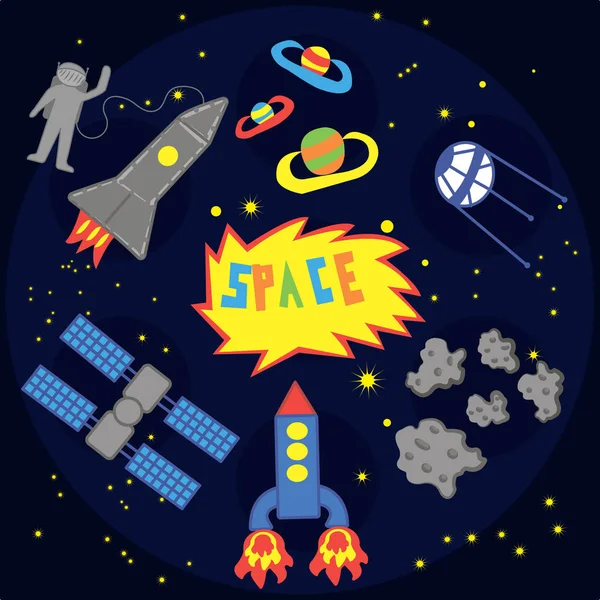 Space Icons im flachen Stil — Stockvektor