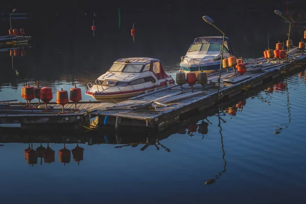 Barcos atracados na Marina em Estocolmo Panoramic — Fotografia de Stock