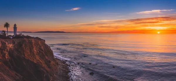 Güzel nokta Vicente deniz feneri günbatımı Panorama — Stok fotoğraf