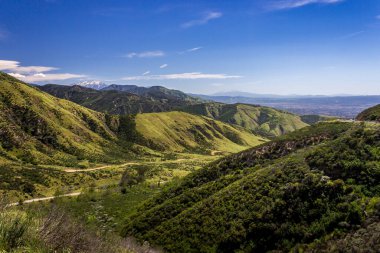 Colorful view of the San Bernardino Valley from the San Bernardino Mountains on a sunny day, Rim of the World Scenic Byway, San Bernardino County, California clipart