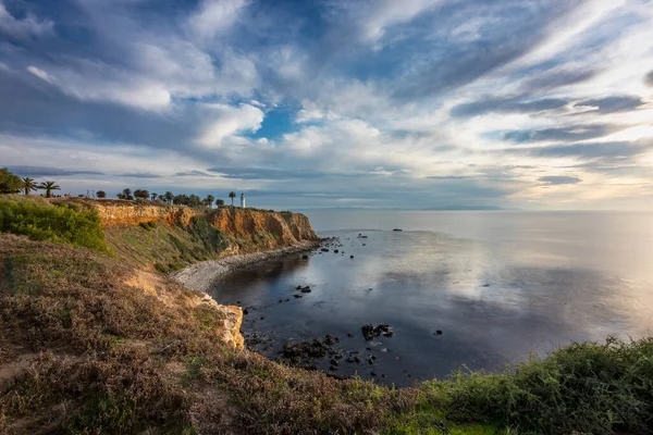 Gorgeous Long Exposure Clifftop View Point Vicente Lighthouse Sunset Colorful — Stock Photo, Image