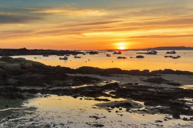 Gün batımında Abilleira beach