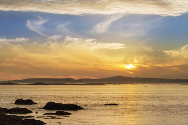 Golden sunset on Ria de Arousa