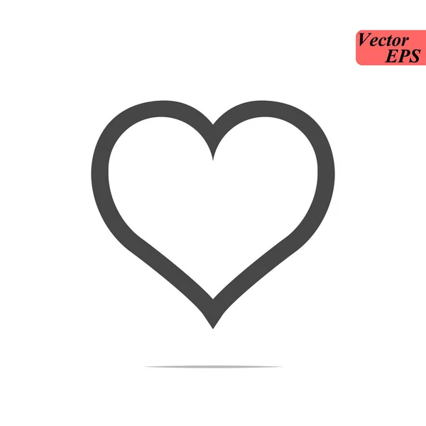 Herz-Symbol-Vektor. Liebessymbol. Valentinstag Zeichen, Emblem isoliert auf weißem Hintergrund mit Schatten, flachen Stil für Grafik-und Web-Design, Logo. schwarzes Piktogramm — Stockvektor