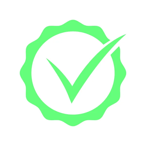 Flache runde Häkchen grünes Symbol, Taste. Häkchen-Symbol isoliert auf weißem Hintergrund. Vektor eps10 — Stockvektor