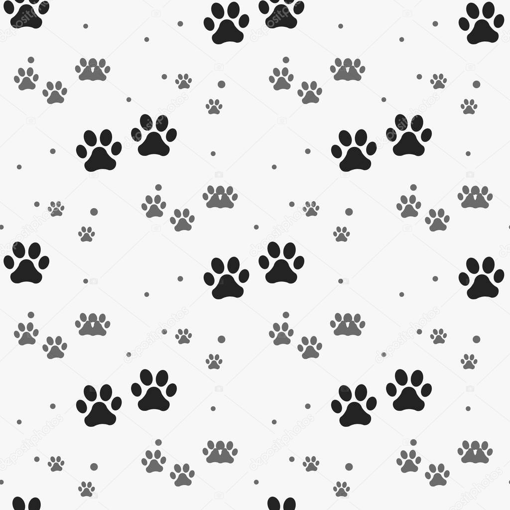 Dog paw print seamless pattern on white background eps 10