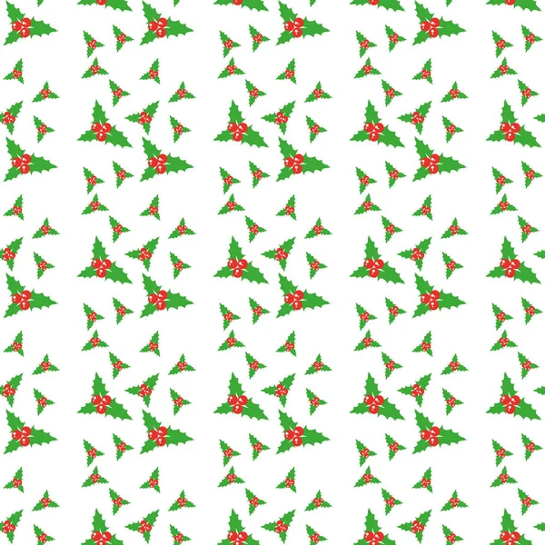 Weihnachten Stechpalmenzweige mit Zimt und Nelken auf weißem Hintergrund. nahtloses Muster. — Stockvektor
