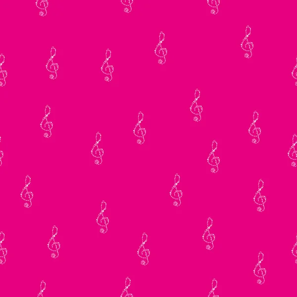 Nahtlose weiße Melodien Notenmuster wiederholen Textur mit rosa Hintergrund Illustration Vektor-Design eps 10 — Stockvektor