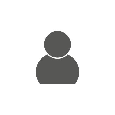 Gri arka planda yalıtılmış modaya uygun düz stilde Kullanıcı Simgesi. Web sitesi tasarımı, logosu, uygulaması, Ui için kullanıcı siluet sembolü. Vektör çizimi.