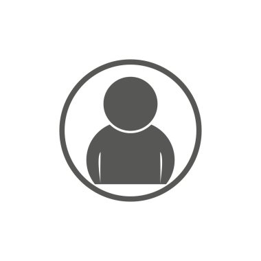 Gri arka planda yalıtılmış modaya uygun düz stilde Kullanıcı Simgesi. Web sitesi tasarımı, logosu, uygulaması, Ui için kullanıcı siluet sembolü. Vektör çizimi.