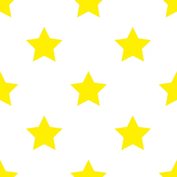 Vector Illustration Seamless Pattern Falling Cute Yellow Stars White Background — Stock Vector