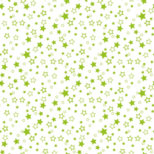Векторная Иллюстрация Бесшовный Шаблон Падением Милые Зеленые Звезды Белый Фон — стоковый вектор