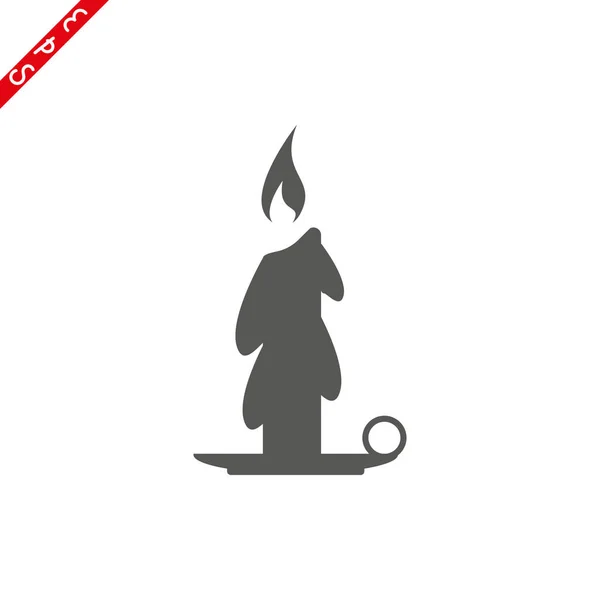 Old Fashioned Lit Candle Candlestick Holder Flat Vector Icon Apps — Stock Vector