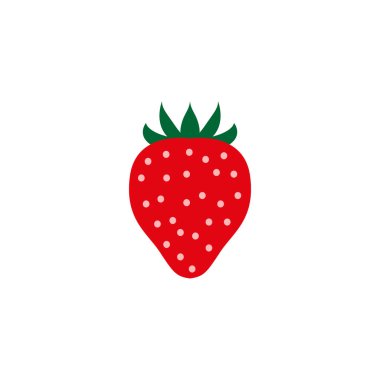 Çilek renkli logo. Çilek çizgi film tarzı sembol. Beyaz arka planda izole edilmiş. EPS 10.