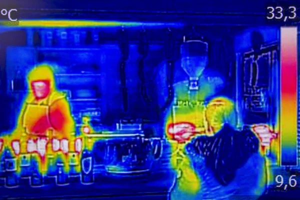 Infrared Thermal image street stand selling food — Stock Photo, Image