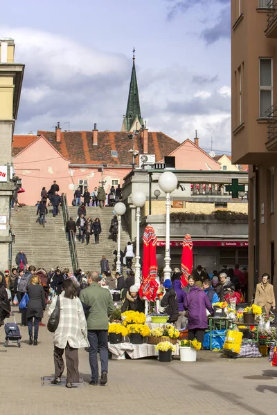 Splavnica，著名的花卉市场在萨格勒布 — 图库照片