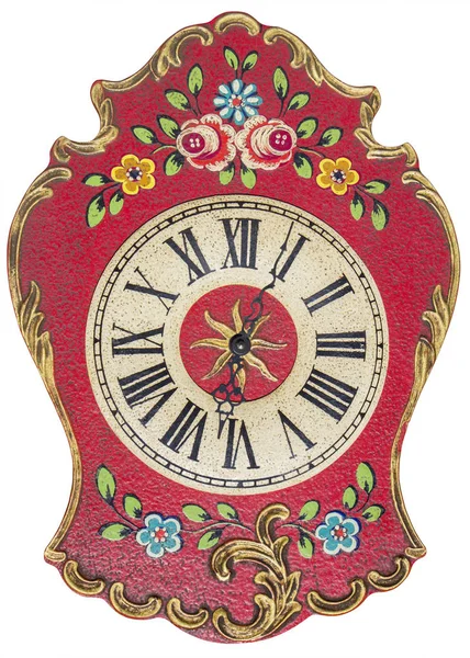 Старий ручний настінний годинник ізольований на білому — стокове фото