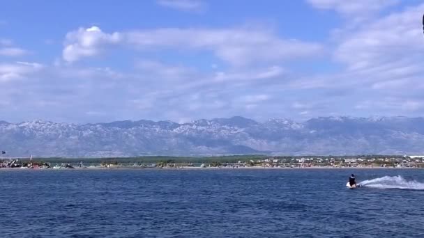 Kiteboarding Kitesurf Desporto Extremo em Nin Croácia — Vídeo de Stock