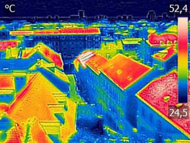 Zagreb, farklı gösterilen kızılötesi thermovision görüntü Panoraması