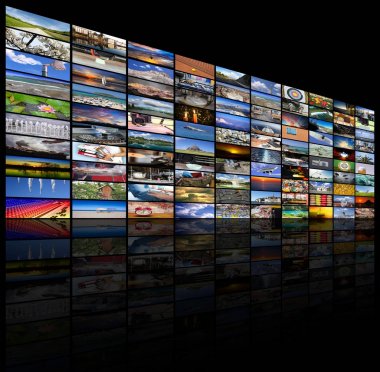 Big multimedia video and image wall of the TV screen clipart