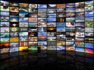 Big multimedia video and image wall of the TV screen clipart