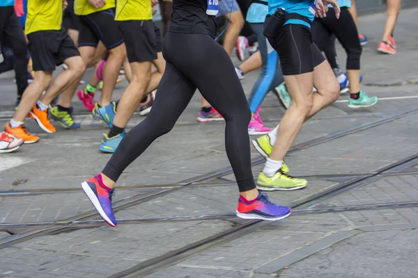 Marathon running race on the city road — Stock Photo, Image