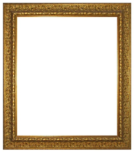 Золотая деревянная рамка для живописи или картины, изолированные на белой спине — стоковое фото