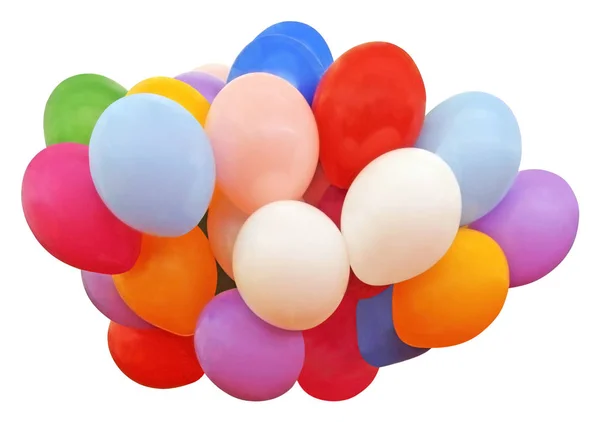 Veel kleurrijke ballonnen geïsoleerd op witte achtergrond — Stockfoto