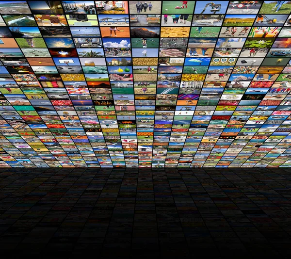 Duży multimedialna ściana wideo i obrazu ekranu telewizora — Zdjęcie stockowe