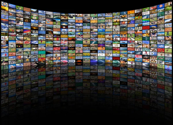 Gran video multimedia y pared de imagen de la pantalla de TV — Foto de Stock