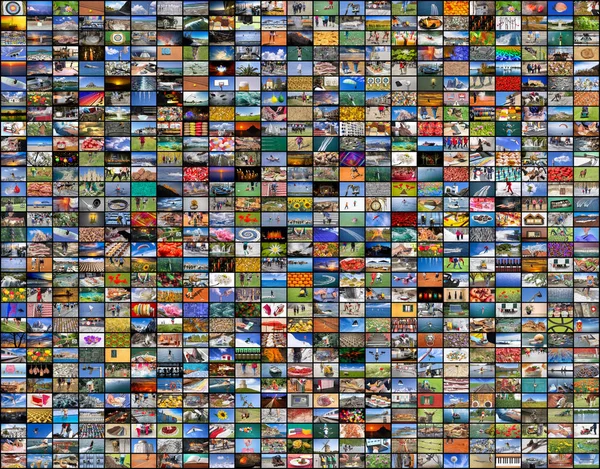 Big multimedia video and image wall of the TV screen — Stock Photo, Image