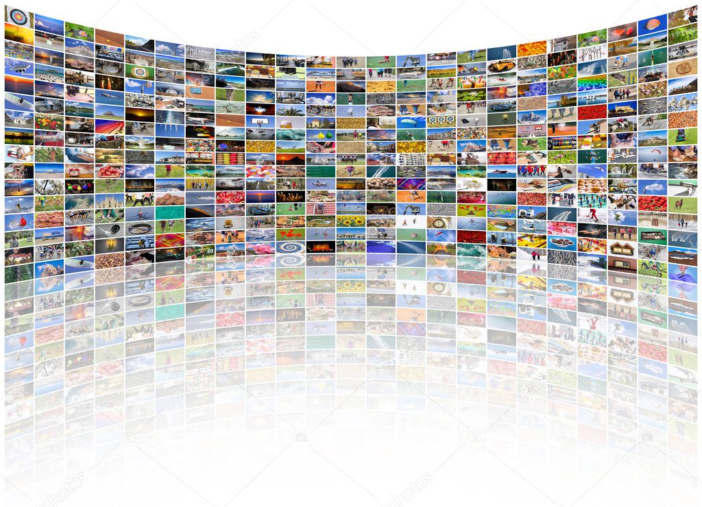 Big multimedia video and image wall of the TV screen