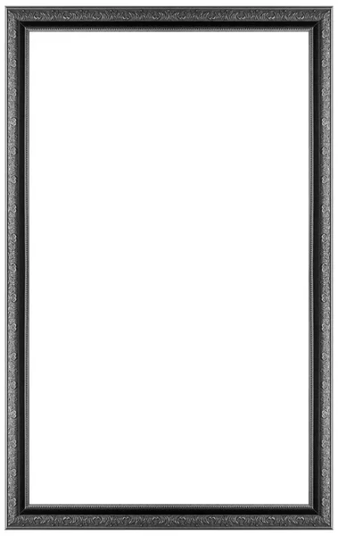 Rectangular silver plated wooden frame Isolated on white backgro — Stock Photo, Image