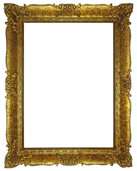Alter vergoldeter Rechteckrahmen aus Holz auf weißem Hintergrund — Stockfoto