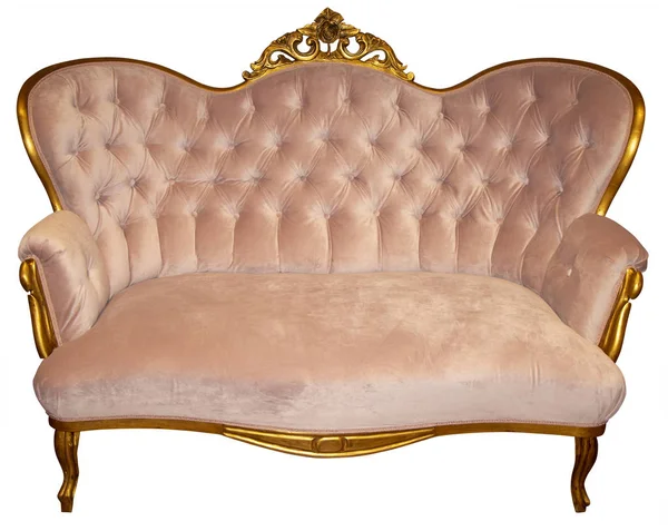 Roze vintage stijl sofa geïsoleerd op witte achtergrond — Stockfoto