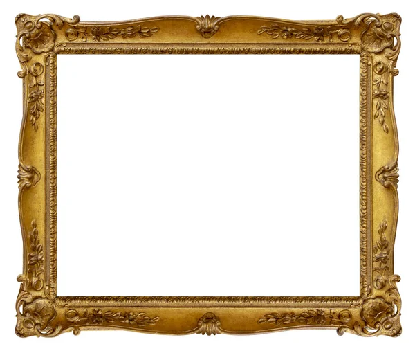 Rechthoek Oud verguld gouden houten frame geïsoleerd op witte rug — Stockfoto