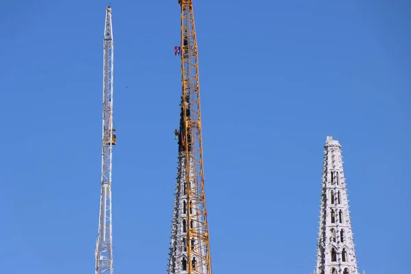 Removal part of the left tower of Zagreb Cathedral, damaged in the earthquake of March 22. 2020. The right tower itself collapsed.