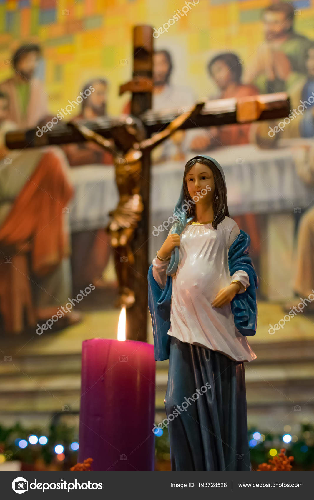 Hermosa Imagen Virgen María Comienzo Navidad Como - 