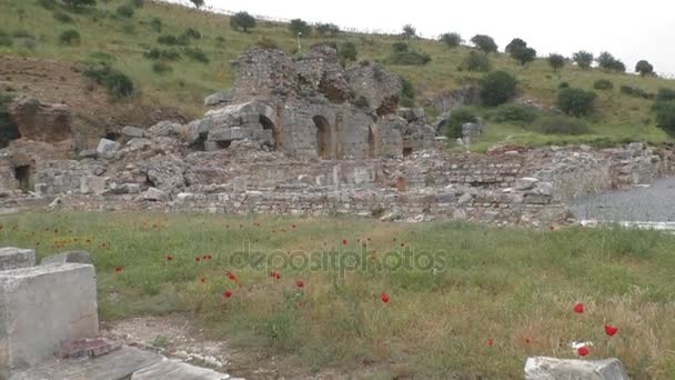 Antiguas ruinas y templos en Éfeso como herencia étnica de nuestros antepasados — Vídeo de stock
