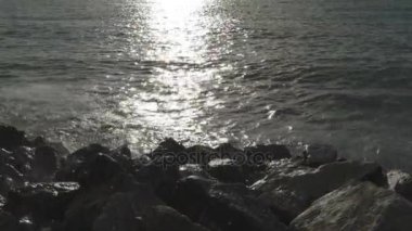 Deniz kıyısında buzlu çökmesini sörf