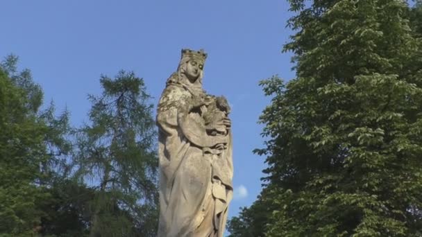 Lychakiv 墓地の野外博物館で女性の彫刻モニュメント — ストック動画