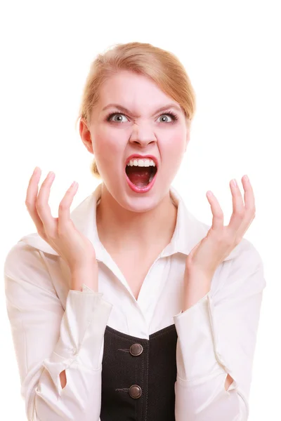 Angry businesswoman furious woman screaming — Stock Photo, Image