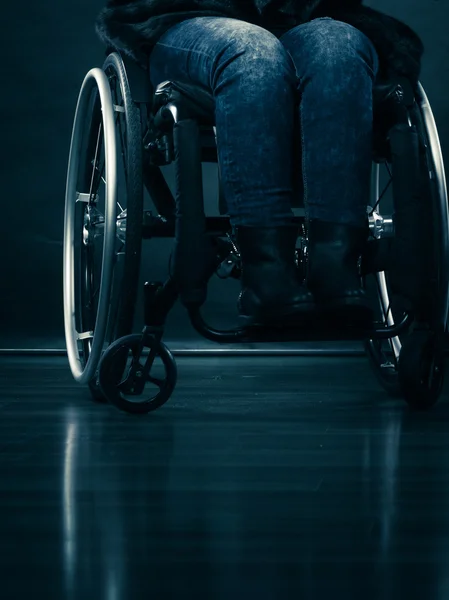 Woman invalid girl sitting on wheelchair — Stock Photo, Image