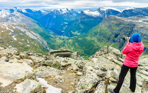 Fotografia turistica dal punto di vista Dalsnibba Norvegia — Foto Stock