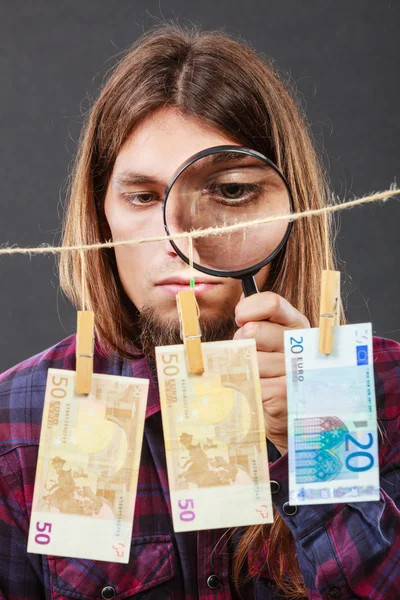 Man verify money cash — Stock Photo, Image