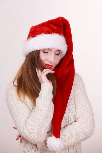Chica en retrato de gorra de Navidad . — Foto de Stock