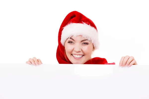 Donna con cartellone vuoto. Natale! — Foto Stock