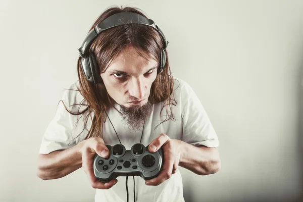 Male player focus on play games — Stock Photo, Image